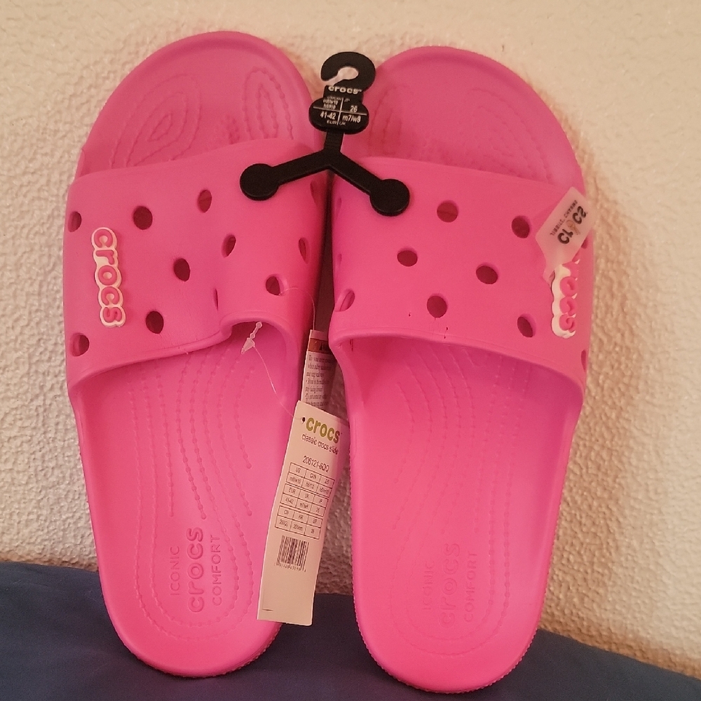 CROCS Slide Sandals in Bright Pink